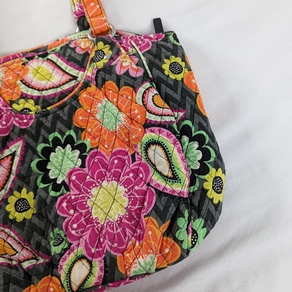 Vera Bradley Ziggy Zinnia Orange Pink Floral Shoulder Tote Bag - Picture 3 of 9